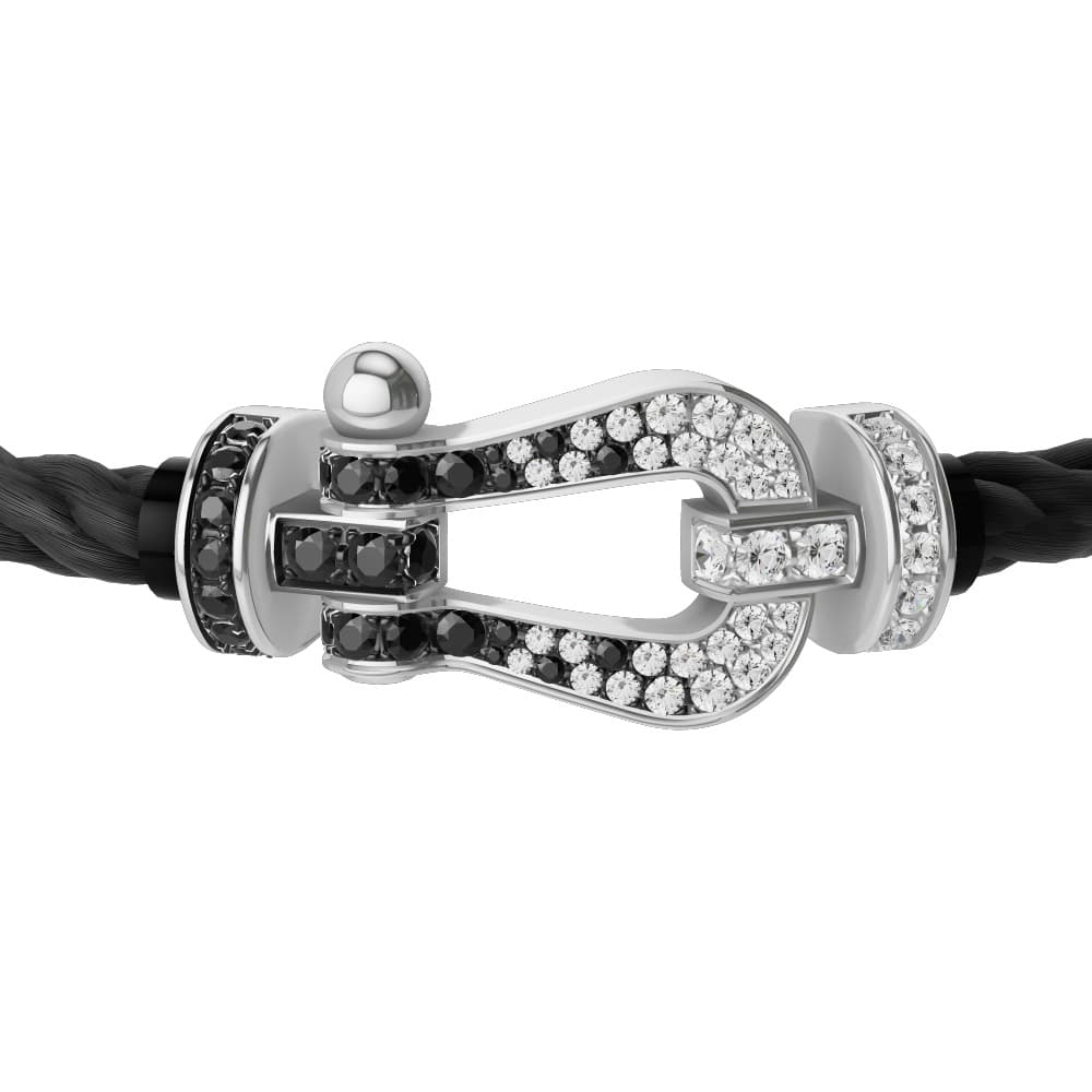 FRED 10 chain bracelet 18K white gold black & white diamonds large model