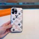 LOUIS VUITTON iPhone Case White leather Monogram air cushion embossed including sides 