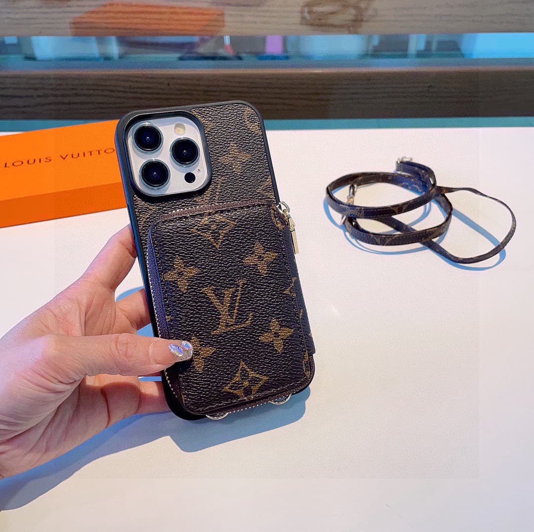 LOUIS VUITTON iPhone Case Monogram with zipper for bank cards keys cash