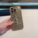 YSL Yves Saint Laurent iPhone Case Couple Style Sparkling Rhinestones