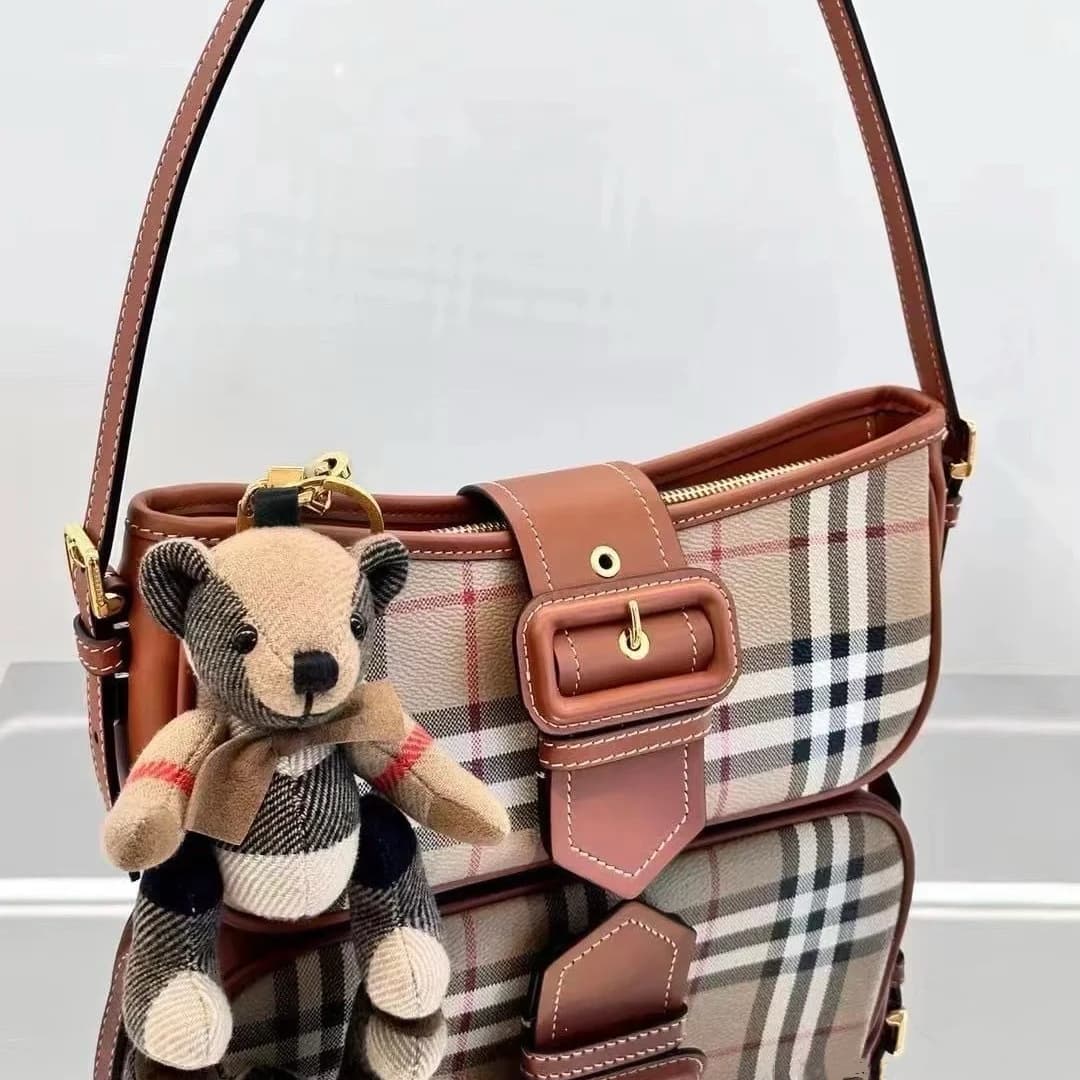 BURBERRY Handbag Check Sling smooth leather