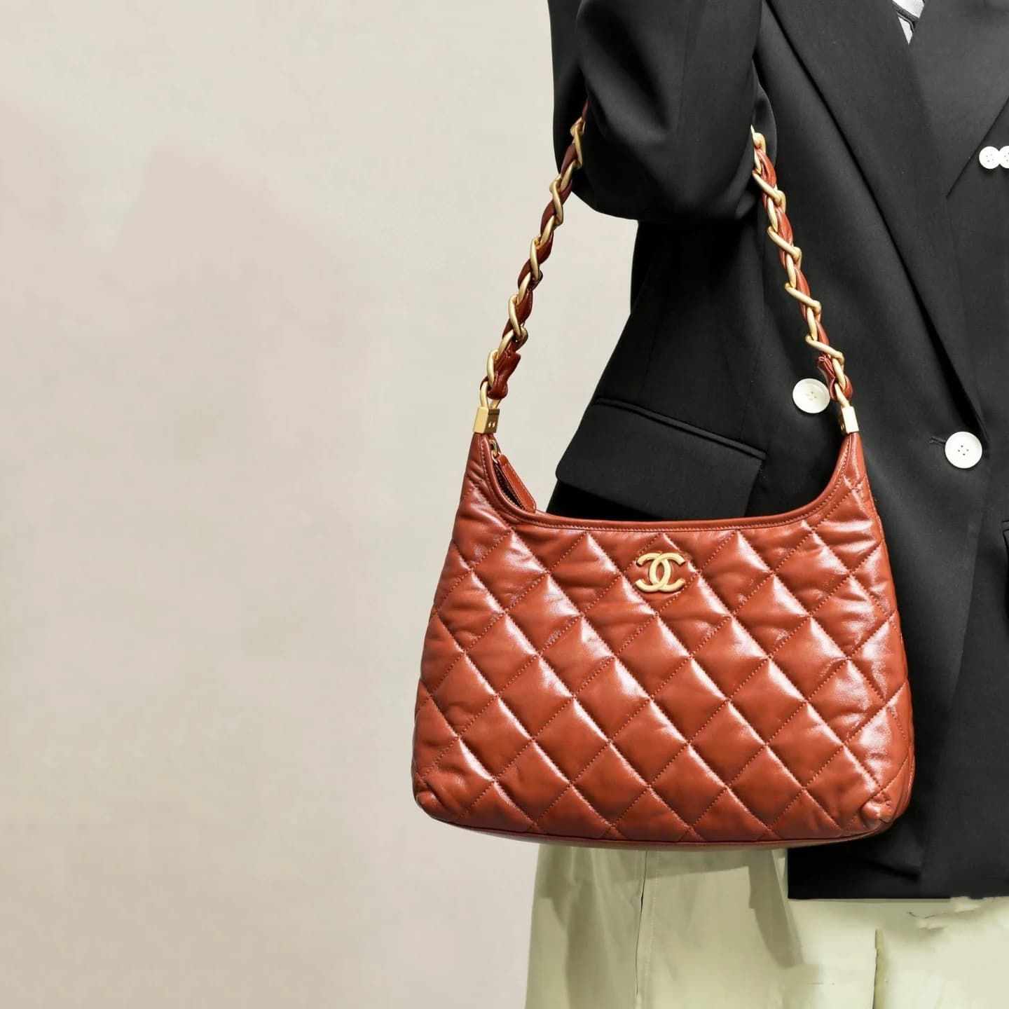 CHANEL handbag Hobo Bag Brown