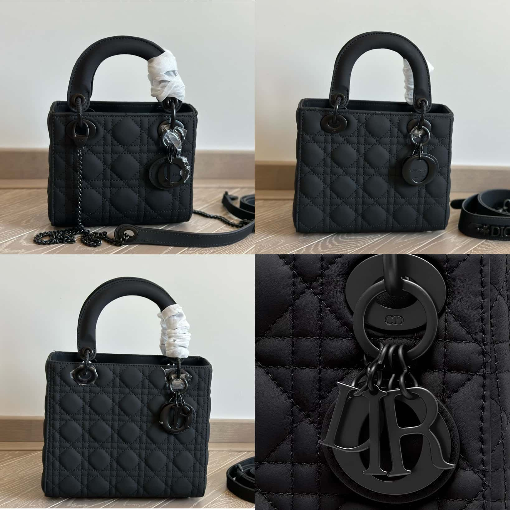 Dior Lady Dior Bag Black Ultramatte Cannage Calfskin Mini Small Medium