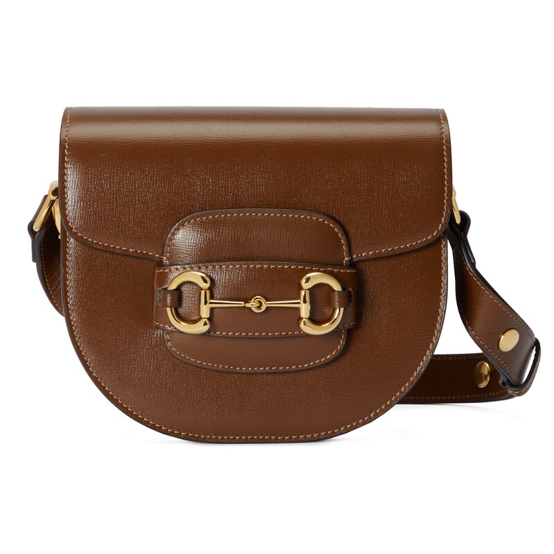 GUCCI Horsebit 1955 mini rounded bag brown leather