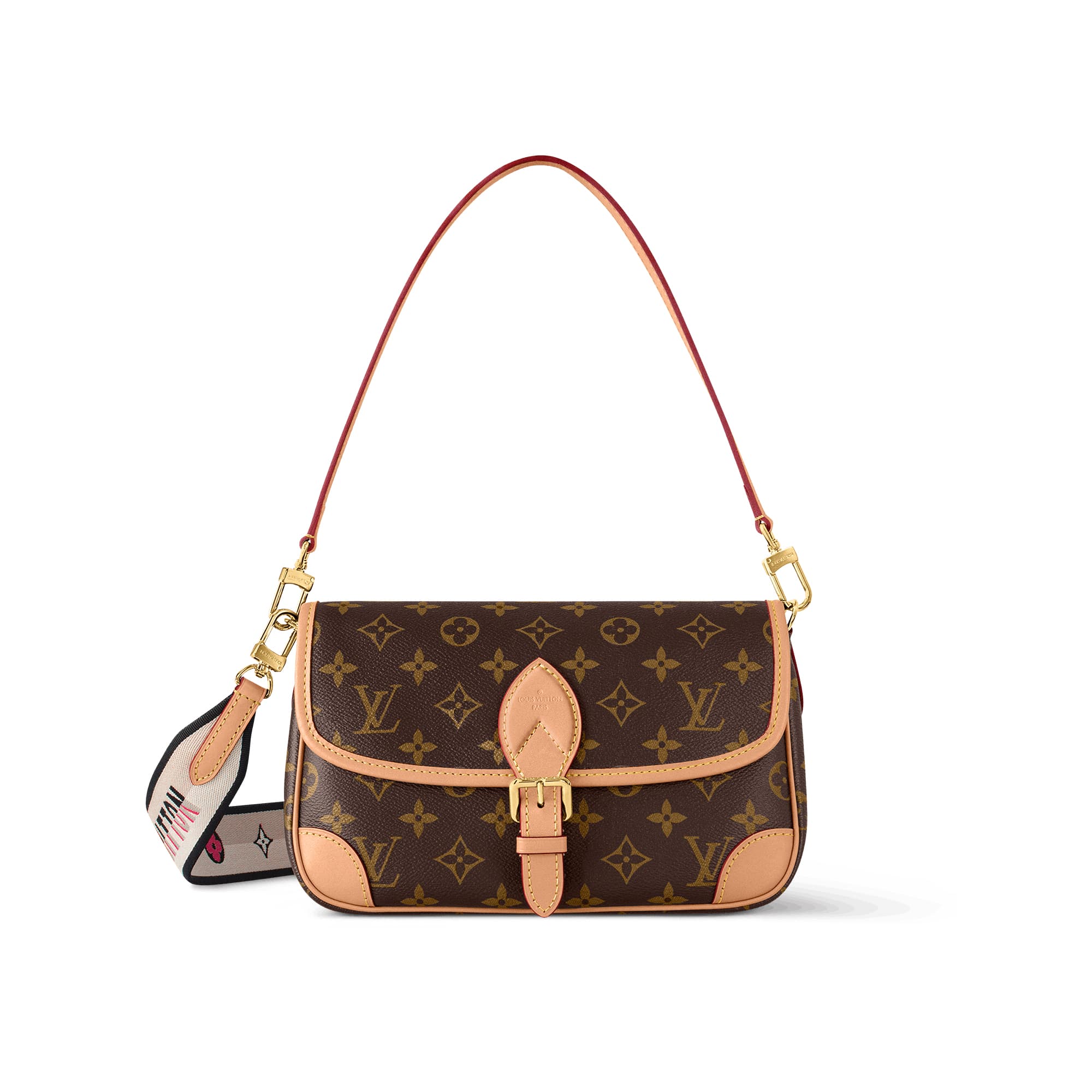 LOUIS VUITTON Diane satchel handbag in Monogram Flower with wide jacquard shoulder strap