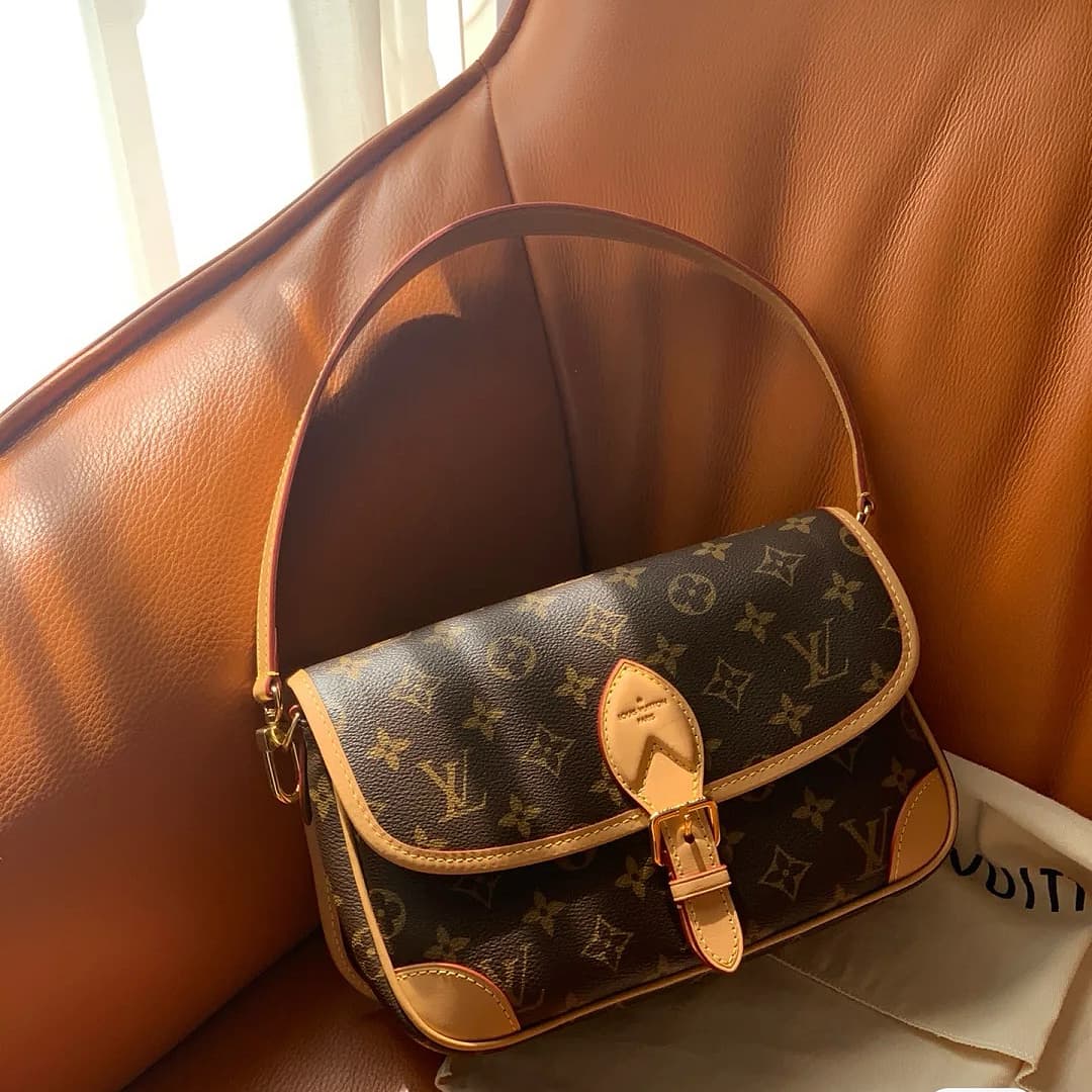 LOUIS VUITTON Diane satchel handbag in Monogram Flower with wide jacquard shoulder strap