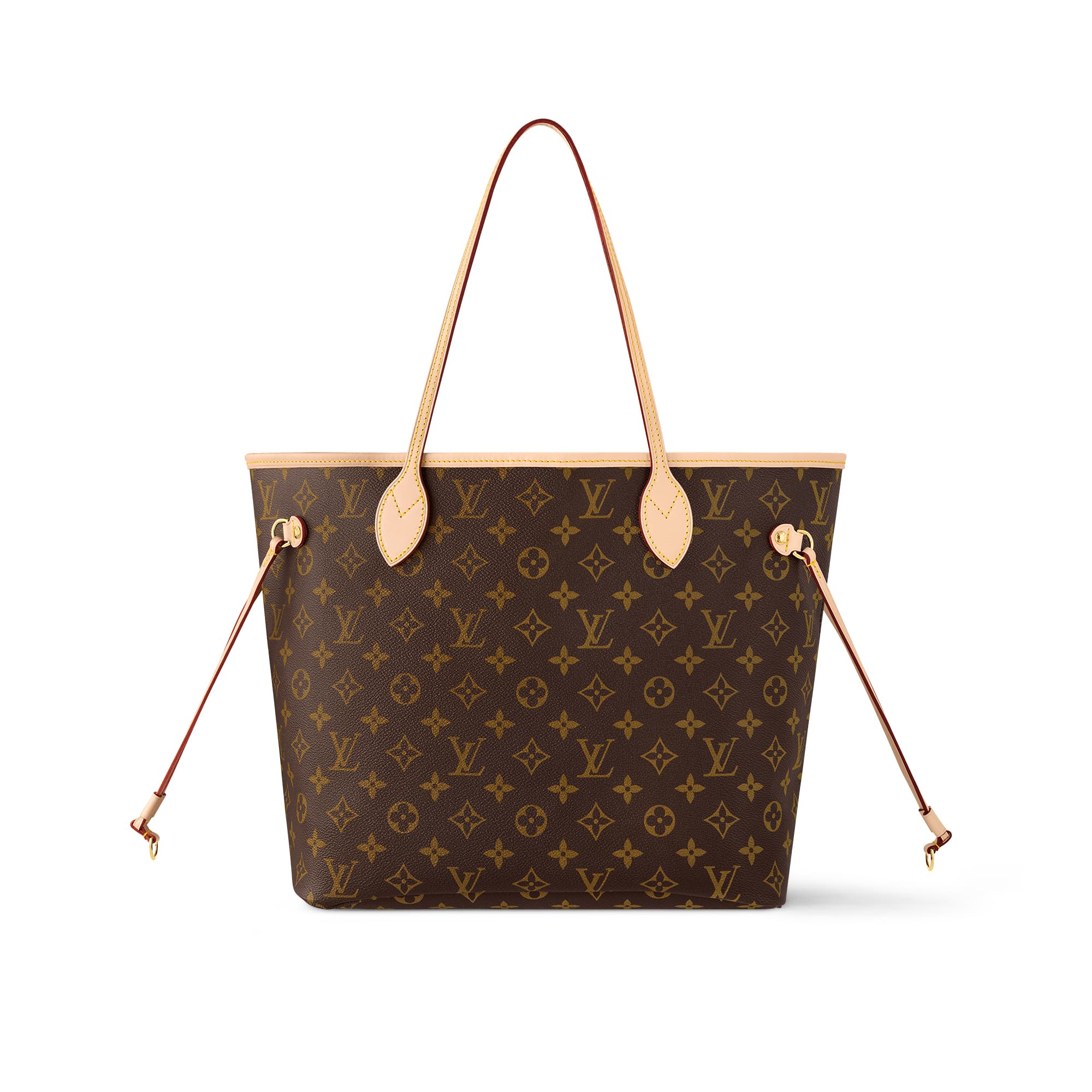 LOUIS VUITTON Neverfull handbag middle size roomy not bulky with side laces