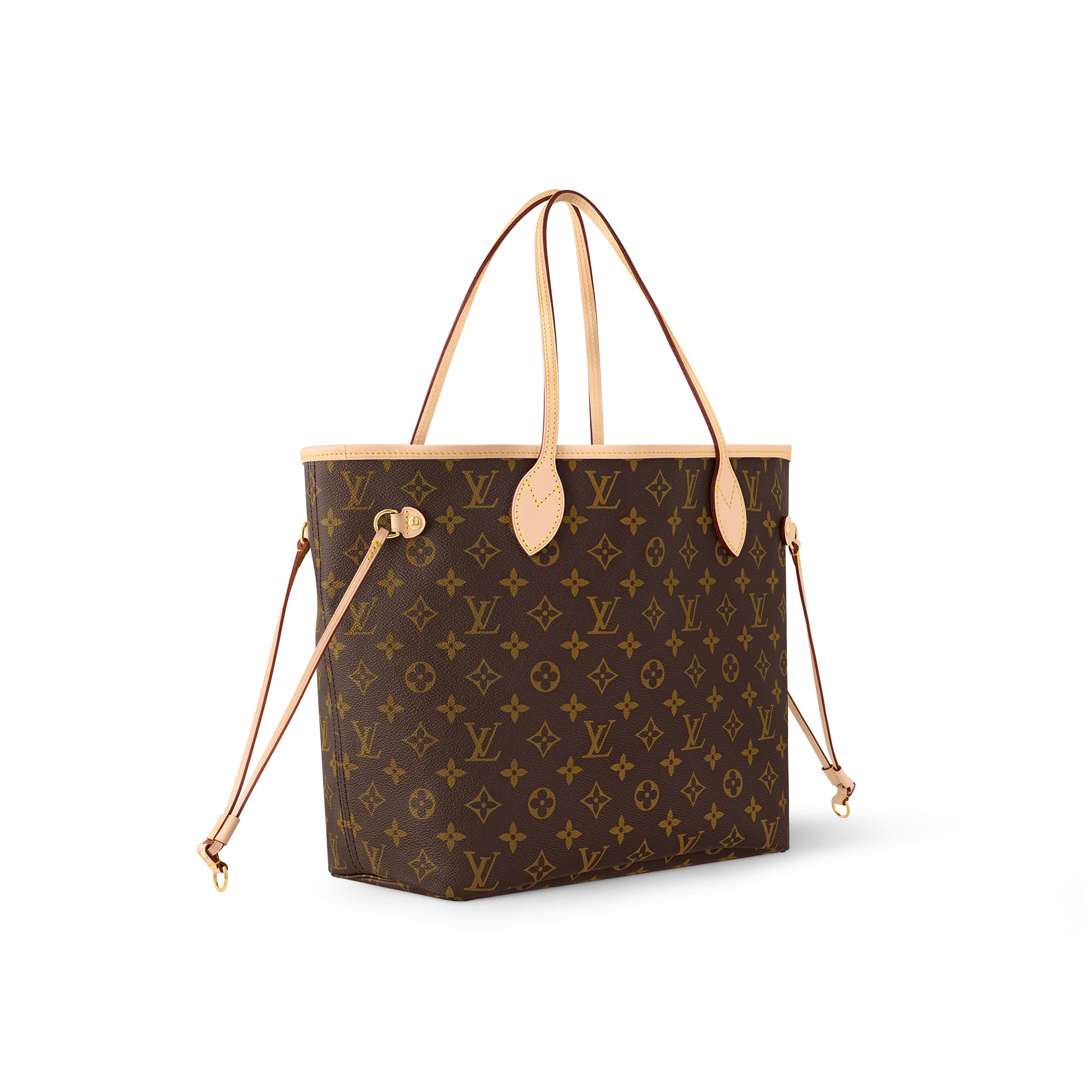 LOUIS VUITTON Neverfull handbag middle size roomy not bulky with side laces