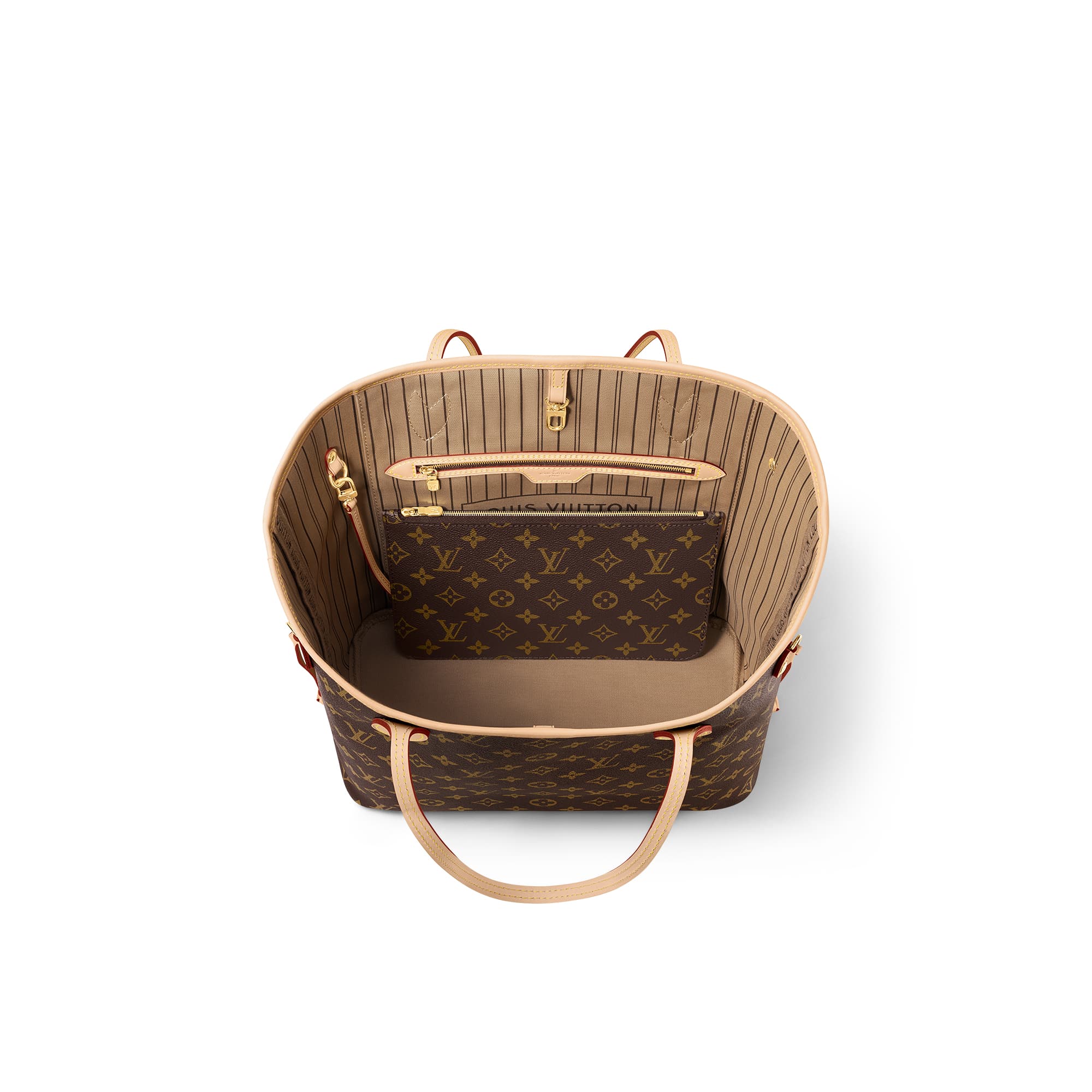 LOUIS VUITTON Neverfull handbag middle size roomy not bulky with side laces