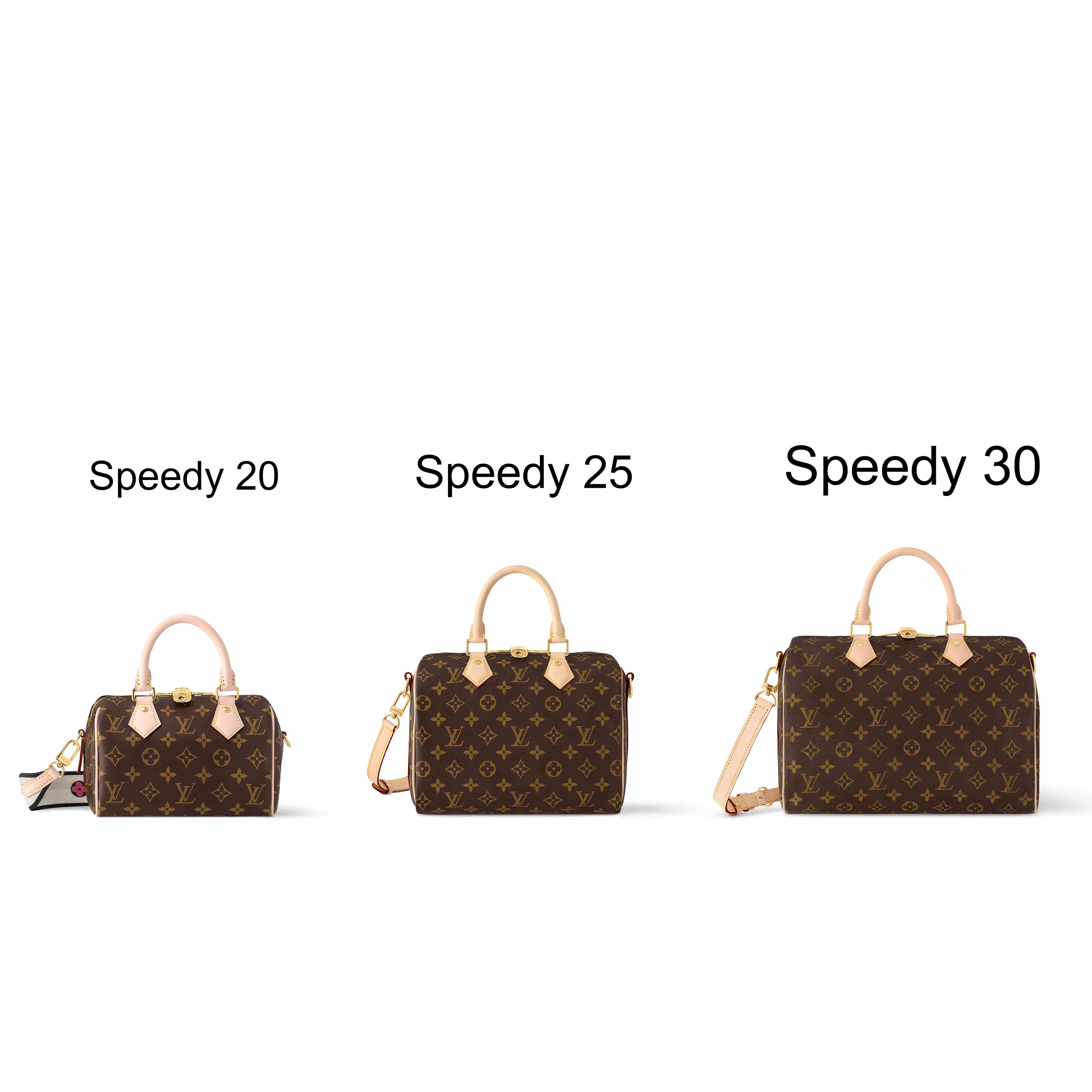 LOUIS VUITTON  Speedy Bandoulière 20, 25 and 30 handbag  in signature Monogram canvas