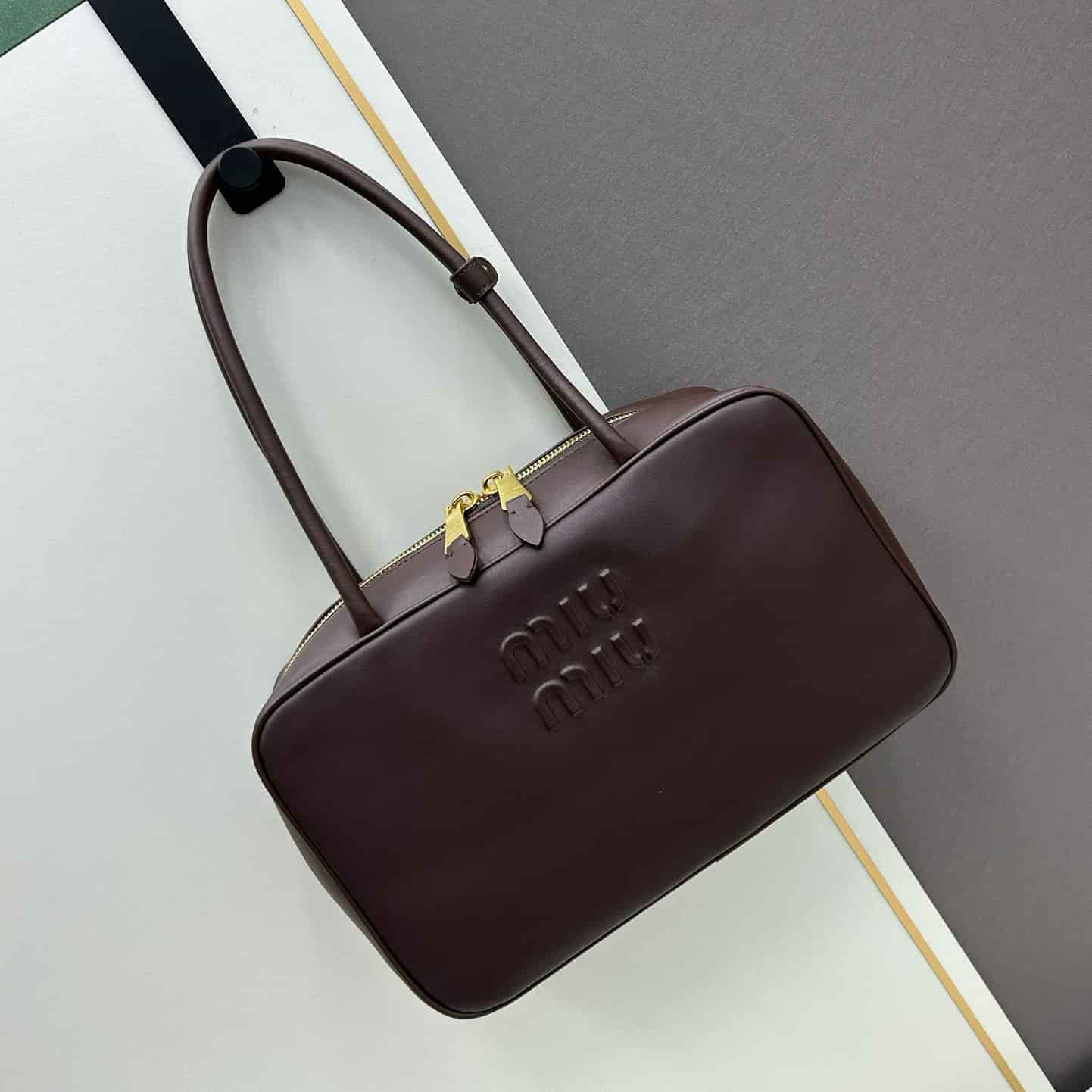 MIU MIU Elegant Briefcase Leather Beau Bag Collection 3 colors 2 sizes