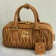 MIU MIU Arcadie Matelassé Nappa Sheepskin Leather Pleated Bag