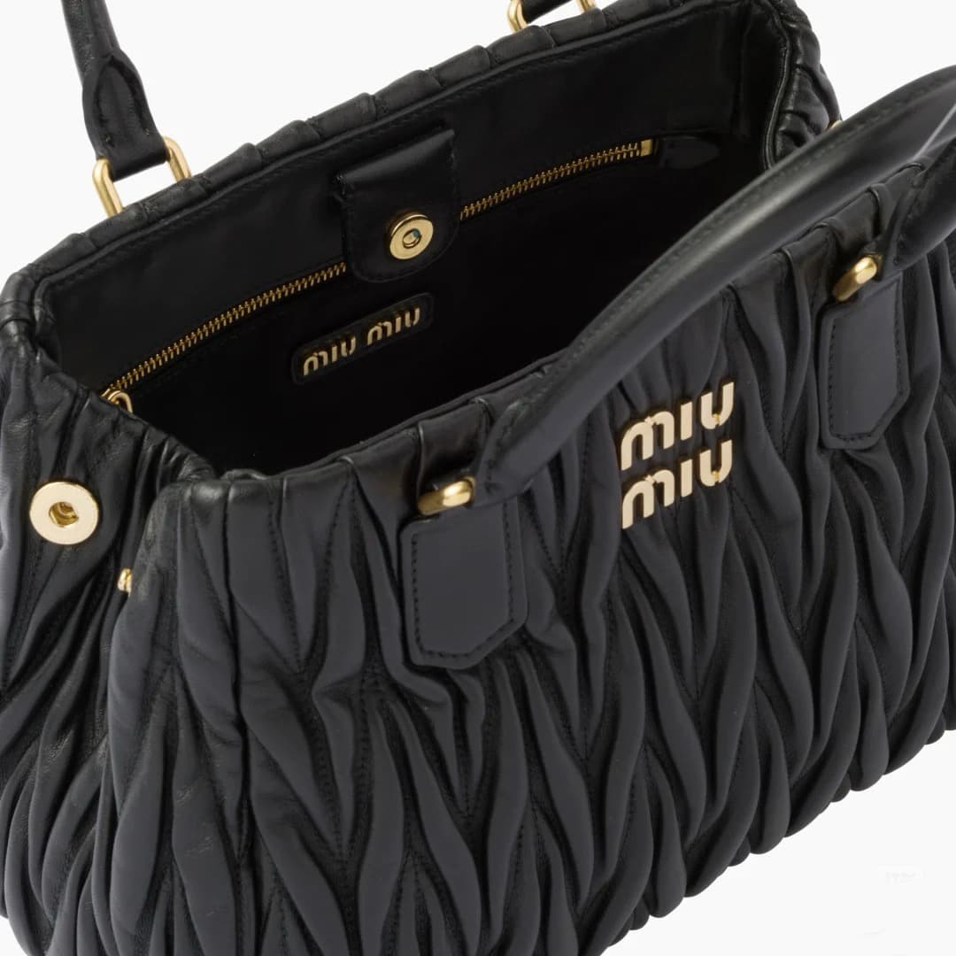 MIU MIU Nappa Matelasse Leather Tote Shoulder Bag Small Size 3 colors 