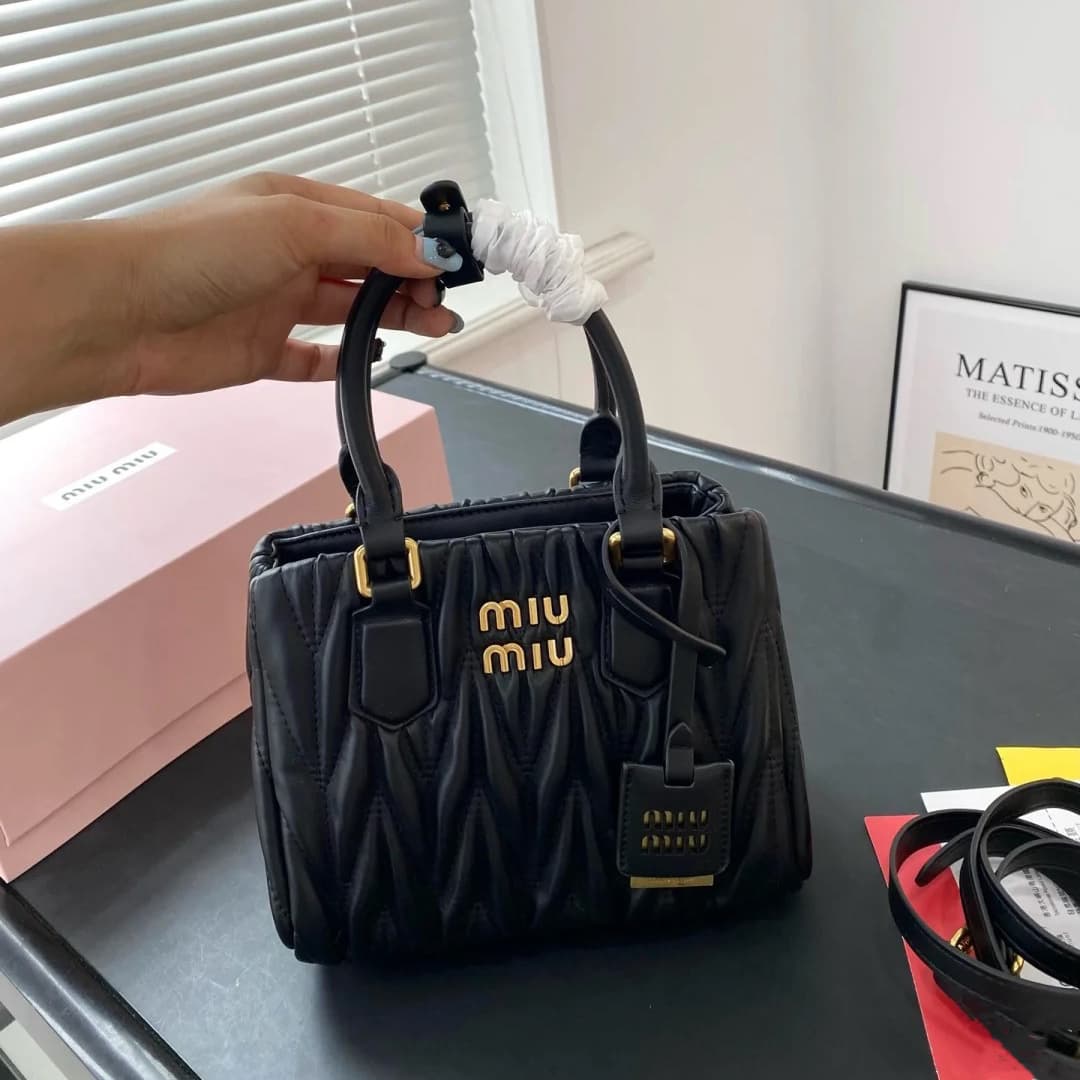 MIU MIU Nappa Matelasse Leather Tote Shoulder Bag Small Size 3 colors 