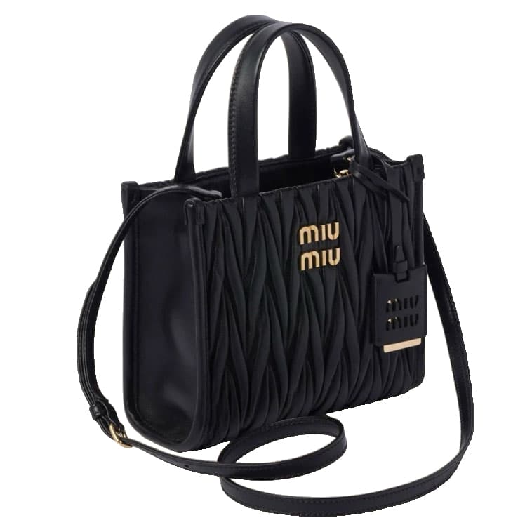 MIU MIU Nappa Matelasse Leather Tote Shoulder Bag Medium Size 2 colors