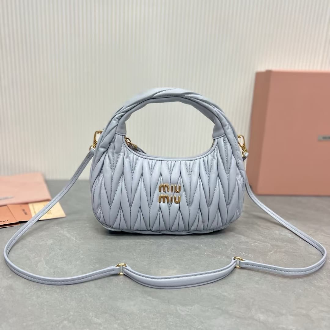 MIU MIU Wander Matelassé Nappa Leather Hobo Bag Small