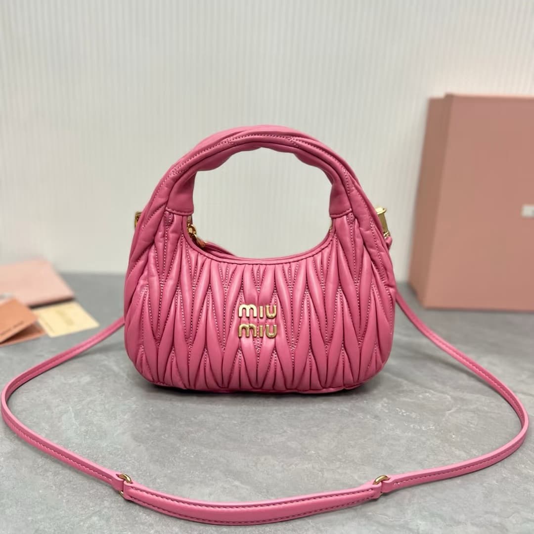 MIU MIU Wander Matelassé Nappa Leather Hobo Bag Small