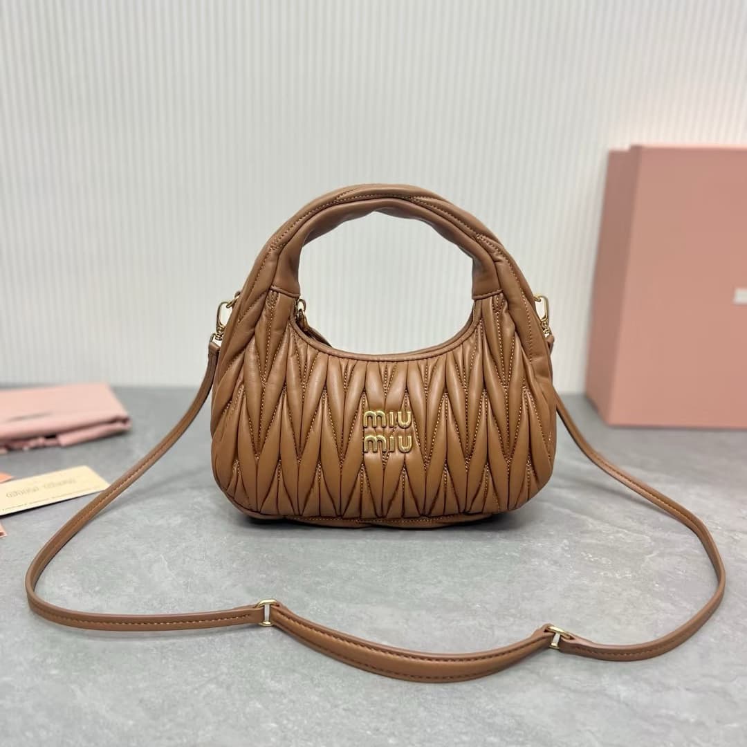 MIU MIU Wander Matelassé Nappa Leather Hobo Bag Small