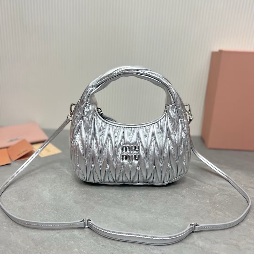 MIU MIU Wander Matelassé Nappa Leather Hobo Bag Small