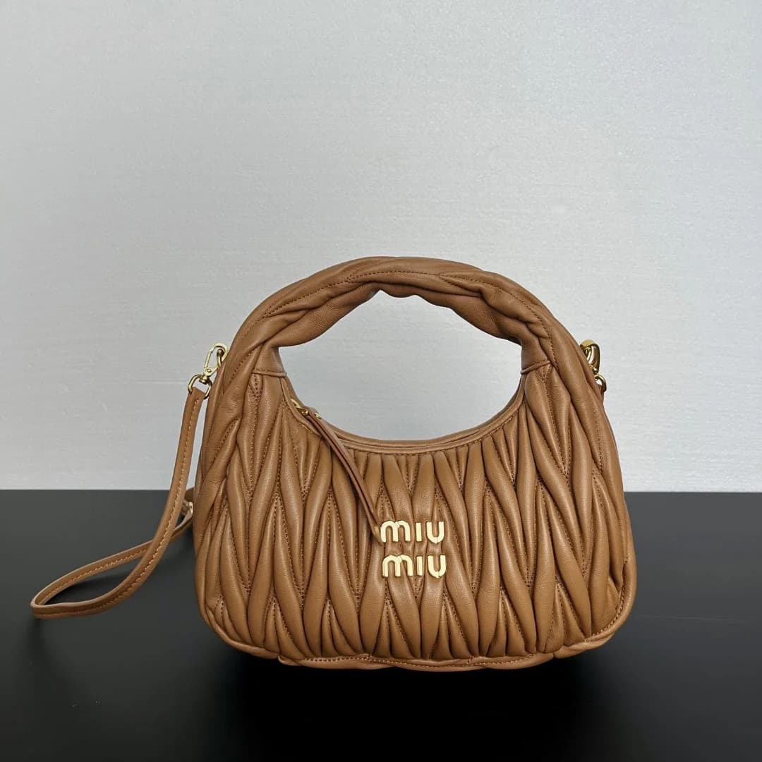 MIU MIU Wander Matelassé Nappa Leather Hobo Bag