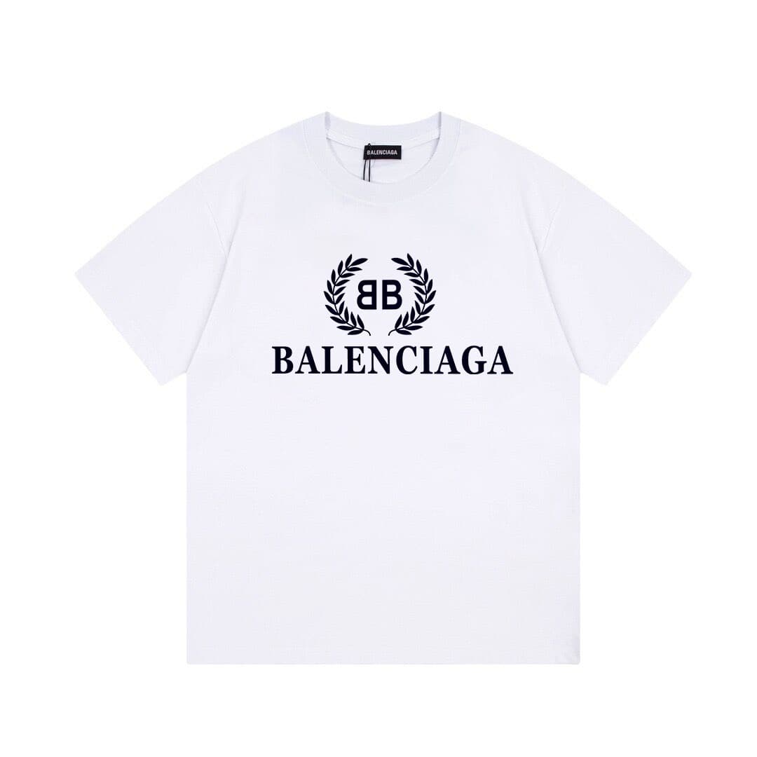 Balenciaga T-shirt Unisex Women`s & Men`s New Short Sleeve Wheat ear letters