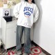 GUCCI Pullover Sweatshirt Women Soft Fleece Lining Warm Cozy Relaxed Fit Blue letters