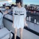 GUCCI T-shirt Unisex Women`s & Men`s Short Sleeve Black White letters