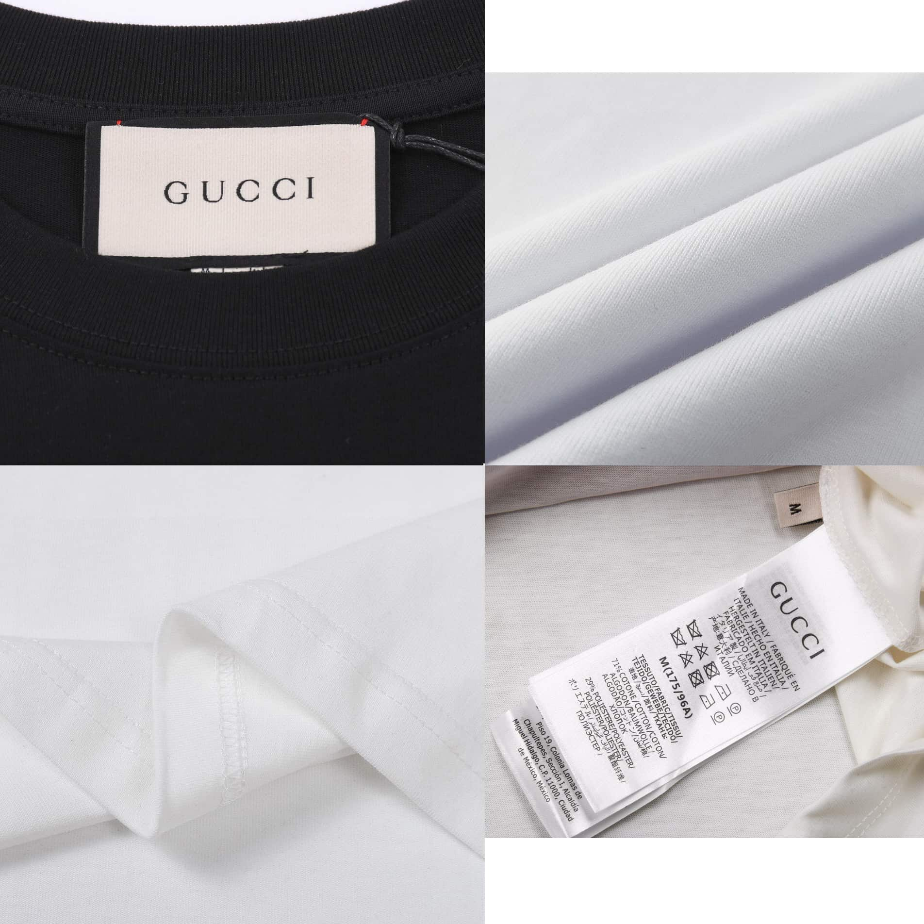 GUCCI T-shirt Unisex Women`s & Men`s Short Sleeve Black White letters