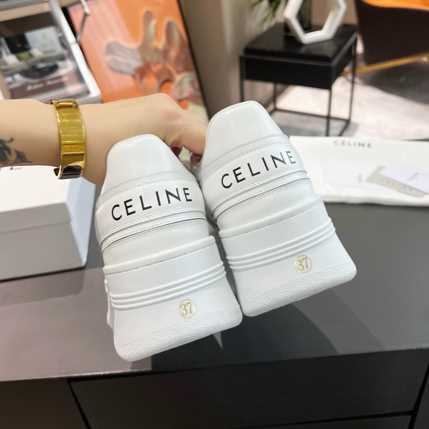 CELINE shoes Thick-Soled Low-Top Women's Pure White