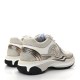 CHANEL Fabric Laminated Calfskin Stretch CC Women's Sneakers - White/Gold/Silver