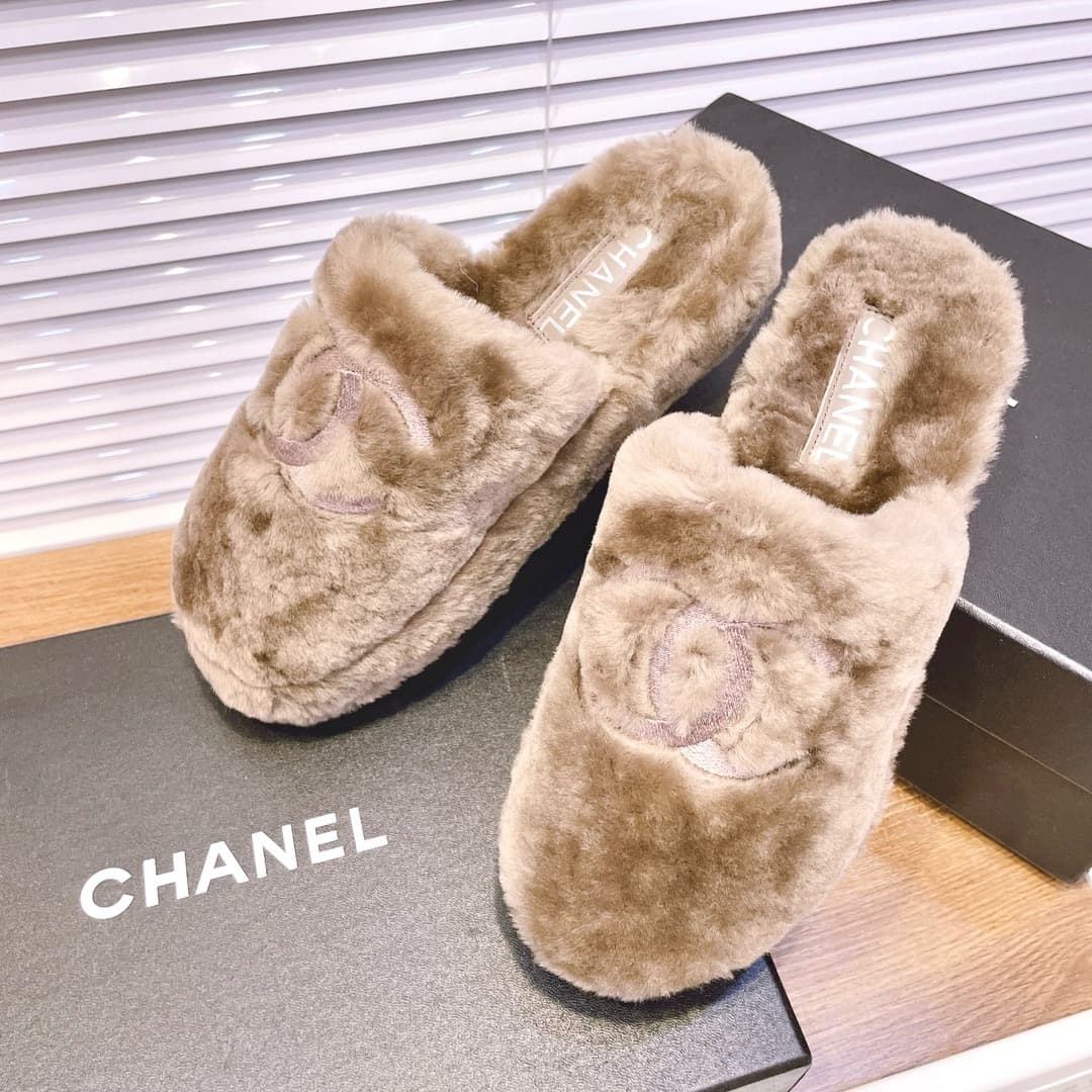 CHANEL Shoes Women's wool slippers top quality