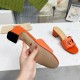 GUCCI shoes Women‘s middle heel slippers LOGO pattern orange