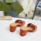 GUCCI shoes Women‘s middle heel slippers LOGO pattern orange