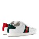 GUCCI Calfskin Ayers Bee Embroidered Women's Ace Sneakers - White/Green/Red