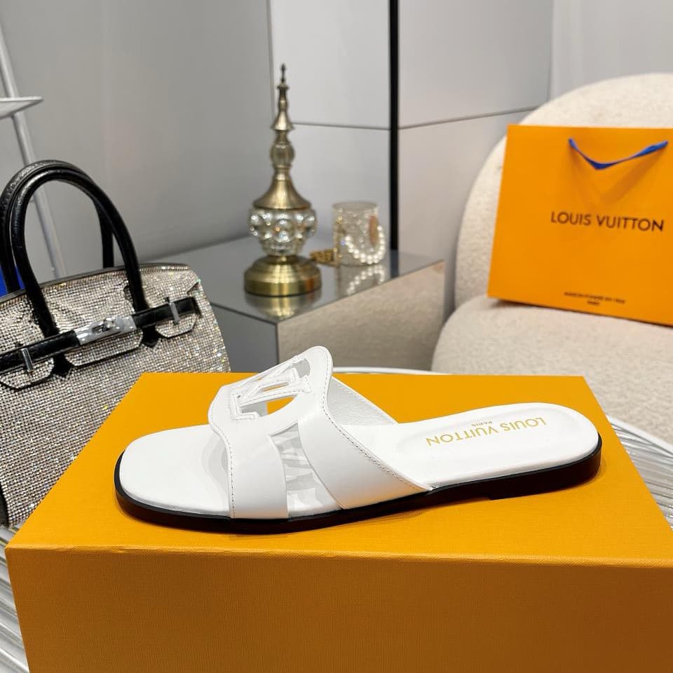 Louis Vuitton shoes Women‘s Flat slippers LOGO pattern white